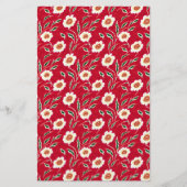 石鹸の包装紙 – 赤の上に白い花 チラシ (正面)