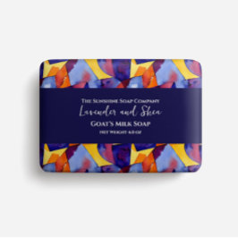 石鹸の包装紙 – 青とオレンジの抽象芸術 チラシ