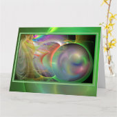 石鹸の泡を吹く 宇宙の大きなカード カード (黄色い花)