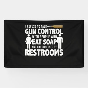 石鹸を持った人々を銃で操る話を食べ拒む 横断幕