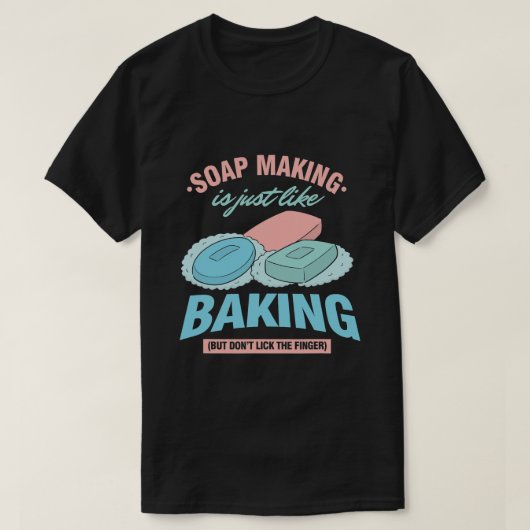 石鹸メーカー製せっけん作りバスルームの必要不可欠なビジネス Tシャツ (デザイン正面)
