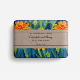 石鹸包装紙水カラーカレンデュラ花 チラシ