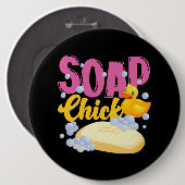 石鹸製造チキン石鹸ひよこ1 缶バッジ (正面&裏面)