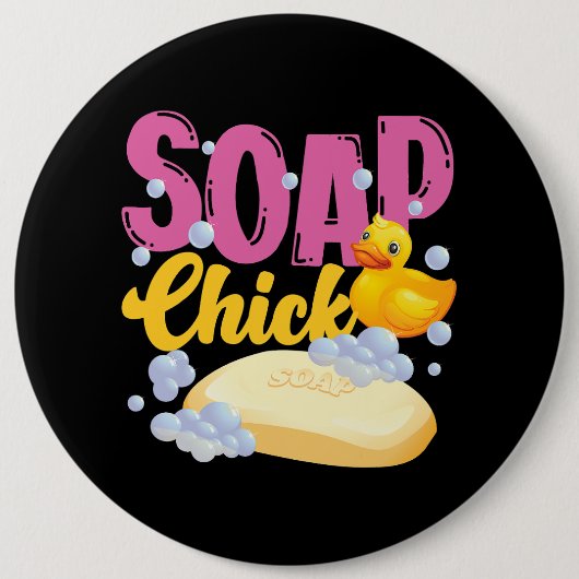 石鹸製造チキン石鹸ひよこ1 缶バッジ (正面)