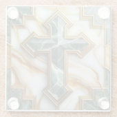 石黄金の額大理石の十字架のエレガンス ガラスコースター (裏面)