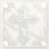 石黄金の額大理石の十字架のエレガンス ガラスコースター (裏面)