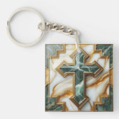 石黄金の額大理石の十字架のエレガンス キーホルダー (正面)