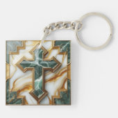 石黄金の額大理石の十字架のエレガンス キーホルダー (裏面)