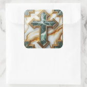 石黄金の額大理石の十字架のエレガンス スクエアシール (バッグ)