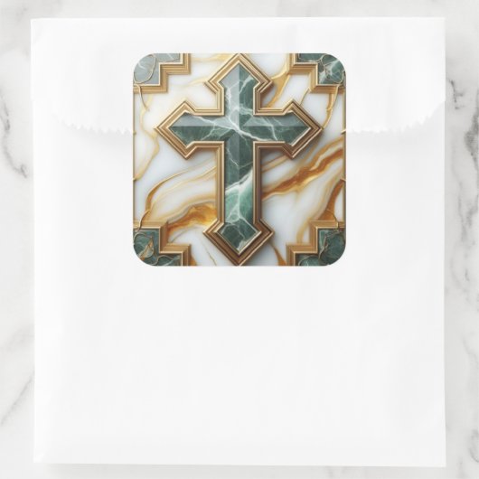 石黄金の額大理石の十字架のエレガンス スクエアシール (バッグ)