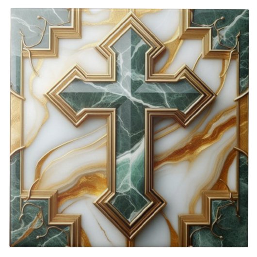 石黄金の額大理石の十字架のエレガンス タイル (正面)