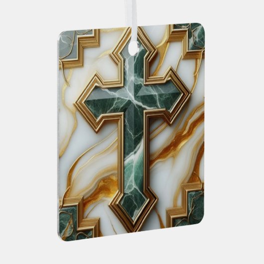 石黄金の額大理石の十字架のエレガンス メタルオーナメント (正面右)