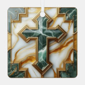 石黄金の額大理石の十字架のエレガンス メタルオーナメント (裏面)