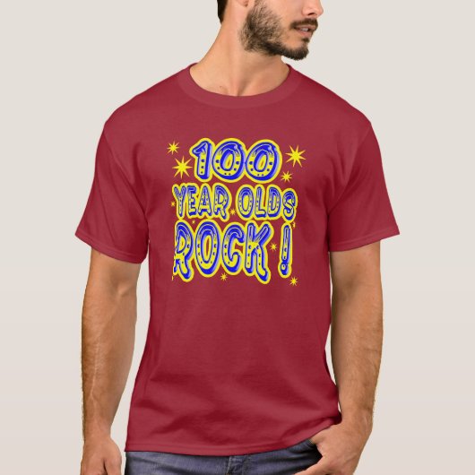 石100歳の! (青の) Tシャツ (正面)