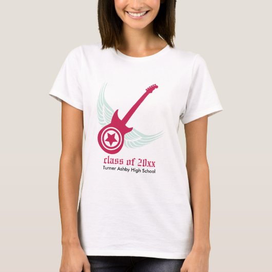 石! カスタムなギターの卒業のTシャツ(藤色) Tシャツ (正面)