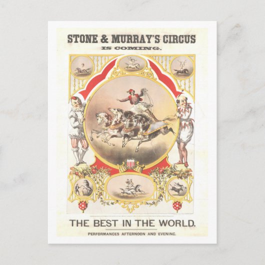 石&マレー・サーカスのヴィンテージポスター ポストカード (正面)