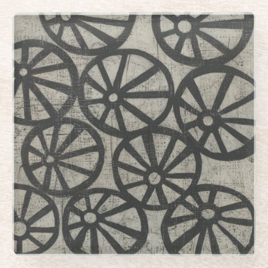 石 – 車輪 ガラスコースター (正面)