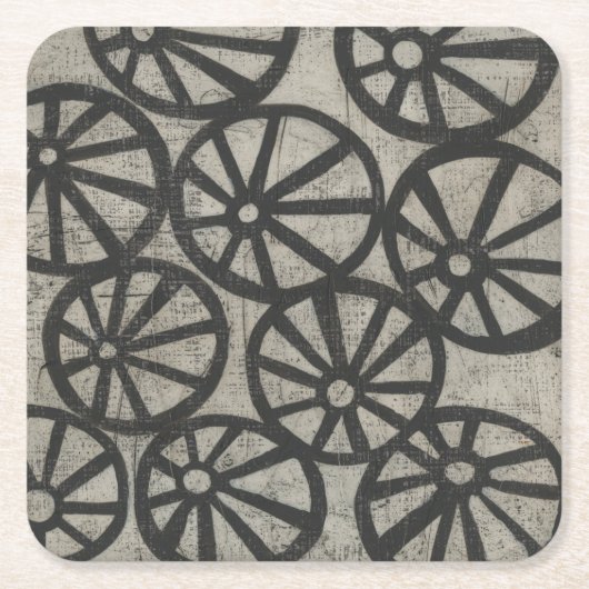 石 – 車輪 スクエアペーパーコースター (正面)