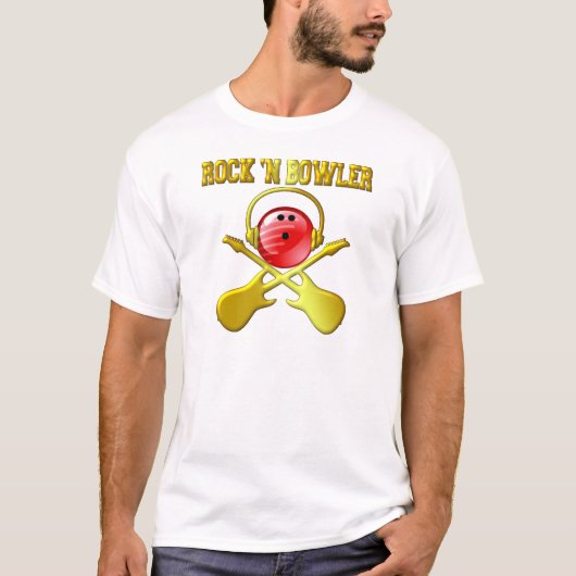 石「Nのボウリングをする人、クリケットの投手 Tシャツ (正面)