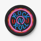 石nロール音楽ネオンサインの一見のパーティーのプレート ペーパープレート (正面)