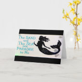 砂および海の人魚の挨拶状 カード (黄色い花)