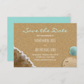 砂および貝のビーチは日付カードを救います セーブザデート (正面/裏面)