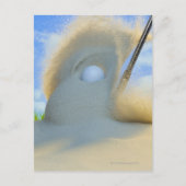 砂からゴルフボールを打ち出す砂のくさび ポストカード (正面)
