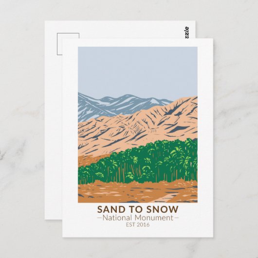 砂から雪へのナショナルモニュメントカリフォルニアヴィンテージ ポストカード (正面/裏面)
