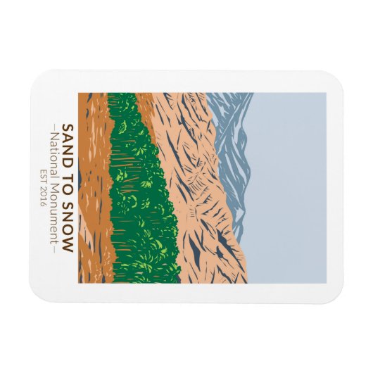 砂から雪へのナショナルモニュメントカリフォルニアヴィンテージ マグネット (横)