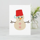 砂で作ったかわいい雪だるま 帽子にシャベル シーズンカード (スタンド正面)