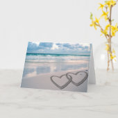 砂で描かれるハート カード (黄色い花)