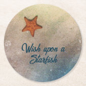 砂とサーフビーチビーシー沿岸のヒトデ ラウンドペーパーコースター (正面)