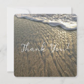 砂とサーフビーチ目的地の結婚式 サンキューカード (正面)
