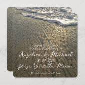 砂とサーフビーチ目的地の結婚式 セーブザデート (正面/裏面)