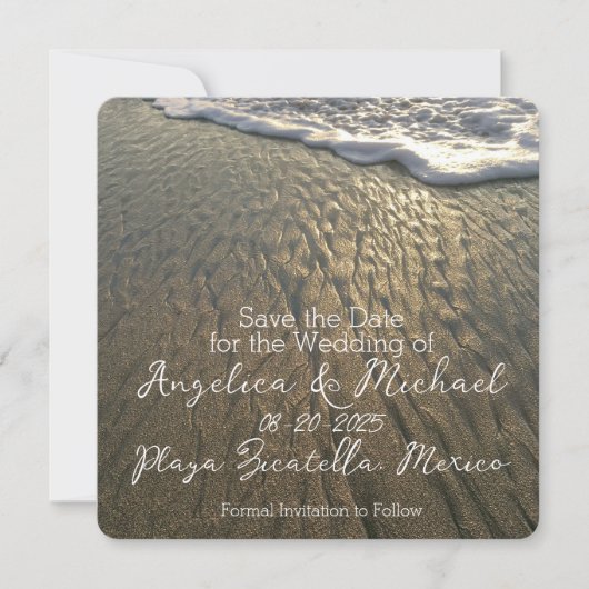 砂とサーフビーチ目的地の結婚式 セーブザデート (正面)