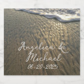 砂とサーフビーチ目的地の結婚式 リキュールボトルラベル (シングルラベル)