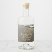 砂とサーフビーチ目的地の結婚式 リキュールボトルラベル (正面)