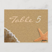 砂とシェルのビーチテーマ結婚のテーブル番号 ポストカード (裏面)