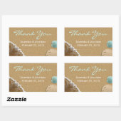 砂とシェルビーチテーマ結婚の感謝 長方形シール (シート)