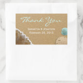 砂とシェルビーチテーマ結婚の感謝 長方形シール (バッグ)