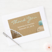 砂とシェルビーチテーマ結婚の感謝 長方形シール (封筒)