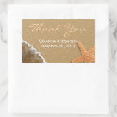 砂とシェルビーチテーマ結婚の感謝 長方形シール (バッグ)