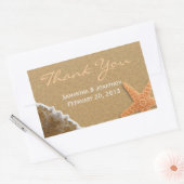 砂とシェルビーチテーマ結婚の感謝 長方形シール (封筒)