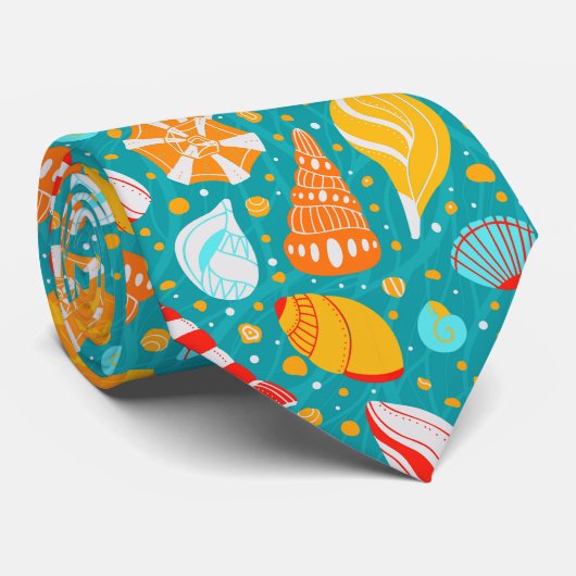 砂とドードルのオーナメントと漫画の貝殻 ネクタイ (ロール)