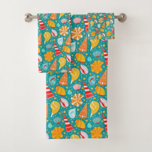 砂とドードルのオーナメントと漫画の貝殻 バスタオルセット (インサイチュ)