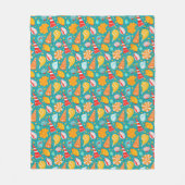 砂とドードルのオーナメントと漫画の貝殻 フリースブランケット (正面)