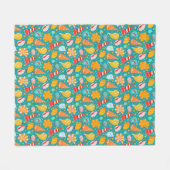 砂とドードルのオーナメントと漫画の貝殻 フリースブランケット (正面(横))