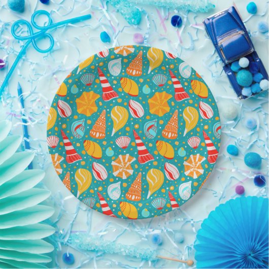 砂とドードルのオーナメントと漫画の貝殻 ペーパープレート (パーティー)