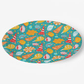 砂とドードルのオーナメントと漫画の貝殻 ペーパープレート (アングル)