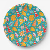 砂とドードルのオーナメントと漫画の貝殻 ペーパープレート (正面)